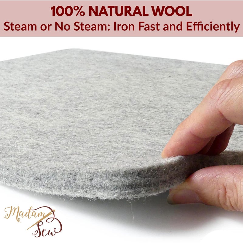 Madam Sew Natural Wool Pressing mat for quilting (17â€x13.5â€) 100% Wool Felt Ironing Pad | Wool Ironing Mat for quilters,Crisp Seams on Quilt Blocks,Sewing Projects & Embroidery- ironing mat for sewing - Image 2